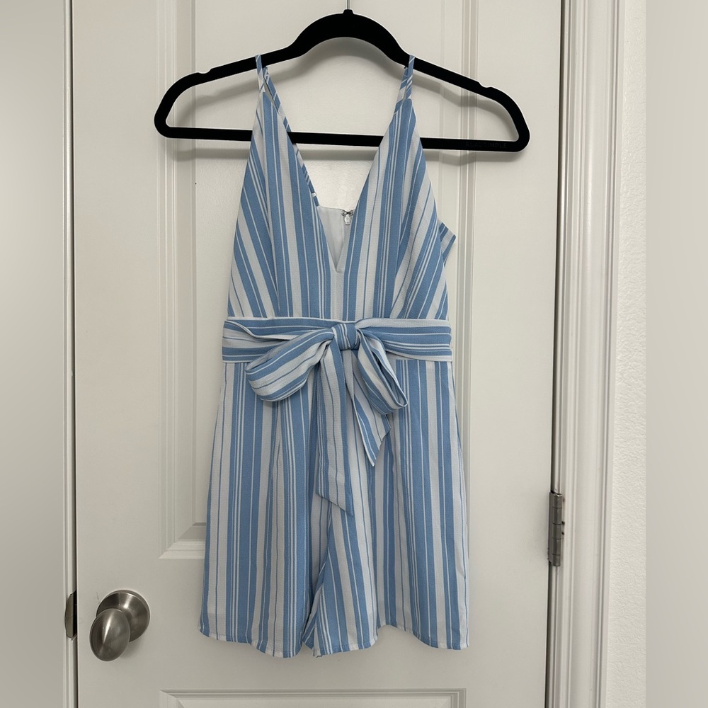 Gianni Bini Blue and White Striped Romper